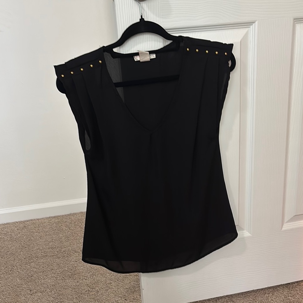 A'gaci Black Sleeveless Fitted Embellished Blouse